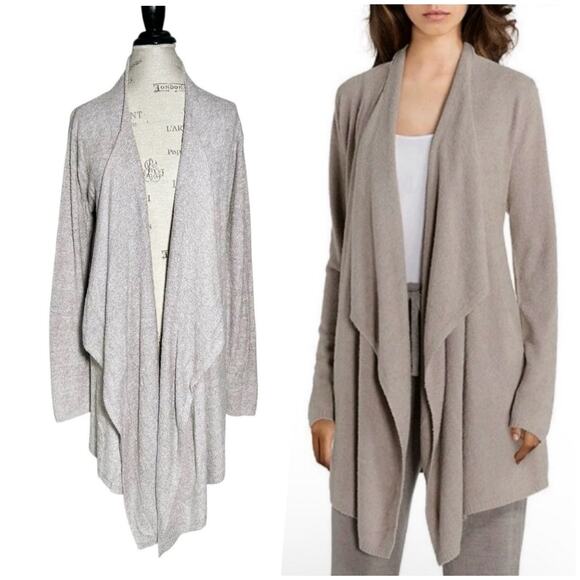 Barefoot Dreams | Women | Cozychic Lite Knit Heather Taupe Flowy Cardigan | L-XL - Picture 1 of 10